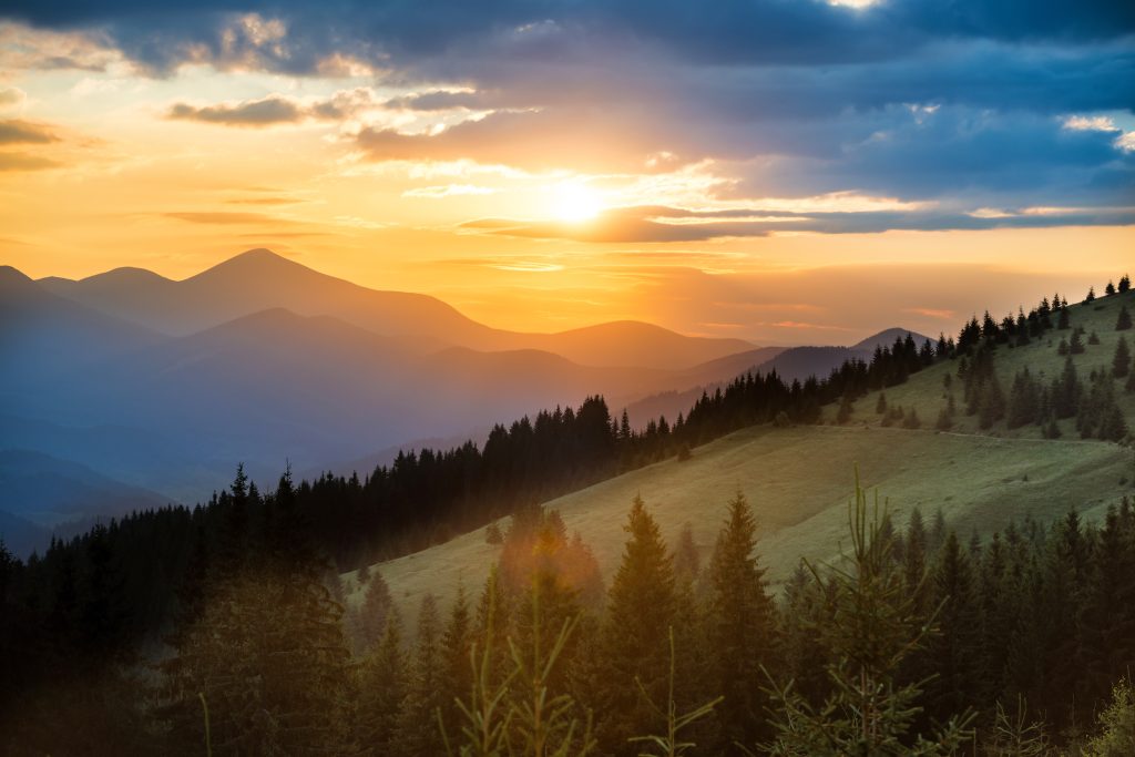 Beautiful sunset in the mountains